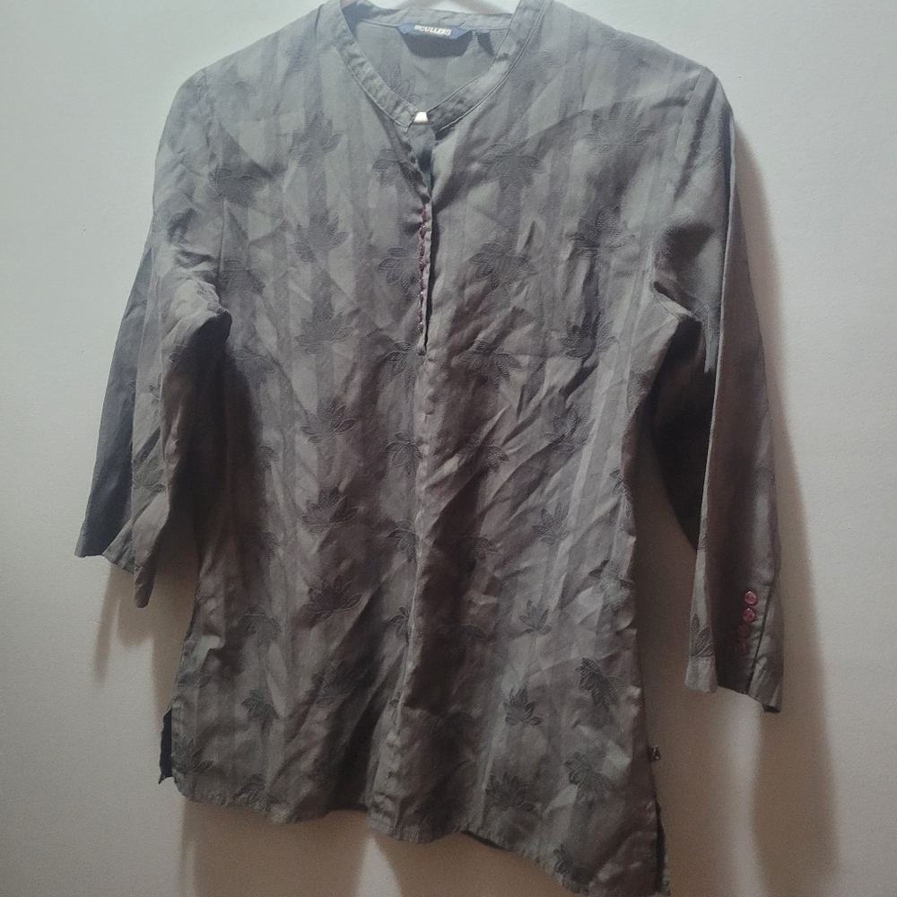 Scullers Grey Floral Print Top S